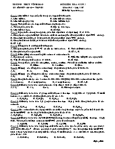 Đề kiểm tra 45 phút Hóa học Lớp 11 - Bài số 3 - Trường THPT Vĩnh Bảo