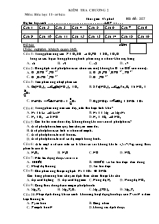 Đề kiểm tra 45 phút Hóa học Lớp 11 - Chương 2 - Mã đề: 357