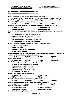 Đề kiểm tra 45 phút Hóa học Lớp 11 - Lần 1 - Trường THPT Mùn Chung