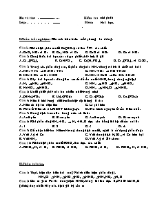 Đề kiểm tra 45 phút Hóa học Lớp 11 - Lần 2
