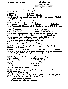 Đề kiểm tra 45 phút Hóa học Lớp 11 - Sở giáo dục và đào tạo Thanh Hóa