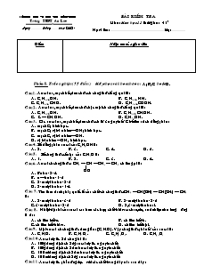 Đề kiểm tra 45 phút Hóa học Lớp 11 - Trường THPT An Lão