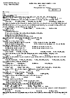 Đề kiểm tra 45 phút Hóa học Lớp 11 - Trường THPT Định Hóa