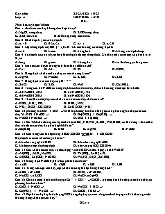 Đề kiểm tra 45 phút môn Hóa học Lớp 11 nâng cao - Đề 1