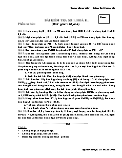 Đề kiểm tra Hóa học Lớp 11 - Bài số 1