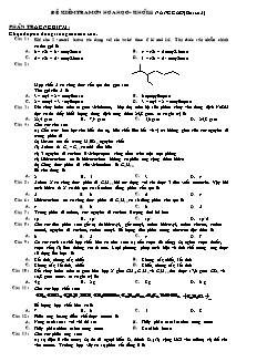 Đề kiểm tra Hóa học Lớp 11 nâng cao - Bài số 3 (Có đáp án)