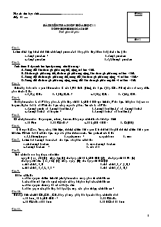 Đề kiểm tra Hóa học Lớp 11 - Tổng hợp Hidrocacbon - Đề 1