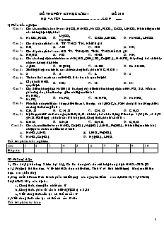 Đề kiểm tra Học kì 1 Hóa học Lớp 11 - Mã đề: 310