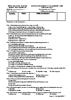Đề kiểm tra Học kì 1 Sinh học Khối 7 - Trường THCS Nguyễn Du