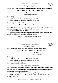 Đề kiểm tra Học kì 2 Hóa học Khối 11