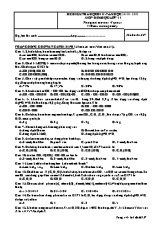 Đề kiểm tra Học kì 2 Hóa học Lớp 11 - Mã đề: 357 (Có đáp án)