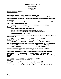 Đề thi Học kì 2 Hóa học Lớp 11 - Mã đề: 01