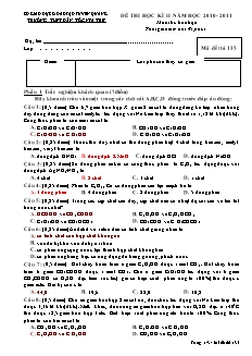 Đề thi Học kì 2 Hóa học Lớp 11 - Mã đề: 135 - Trường THPT DTNT Tuyên Quang (Có đáp án)