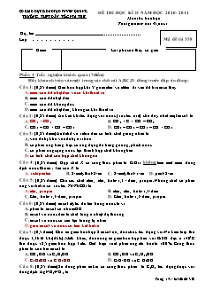 Đề thi Học kì 2 Hóa học Lớp 11 - Mã đề: 358 - Trường THPT DTNT Tuyên Quang (Có đáp án)