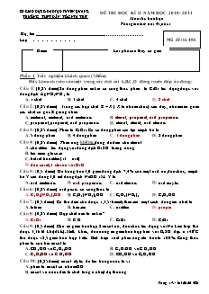 Đề thi Học kì 2 Hóa học Lớp 11 - Mã đề: 486 - Trường THPT DTNT Tuyên Quang (Có đáp án)