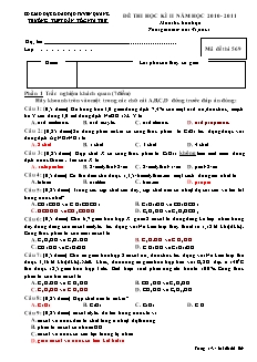 Đề thi Học kì 2 Hóa học Lớp 11 - Mã đề: 569 - Trường THPT DTNT Tuyên Quang (Có đáp án)