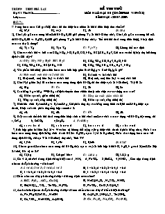 Đề thi thử Đại học Hóa học Lớp 11 - Trường THPT Phả Lại