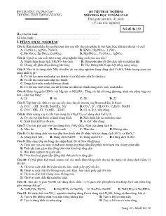 Đề thi trắc nghiệm Hóa học Khối 11 nâng cao - Mã đề: 132 - Trường THPT Trưng Vương
