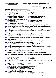 Đề thi trắc nghiệm Hóa học Lớp 11 - Mã đề: 130 - Trường THPT Đăk Mil