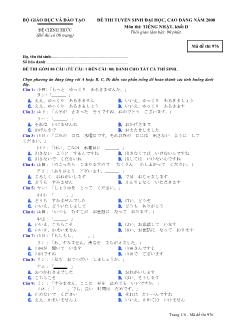 Đề thi tuyển sinh Đại học, Cao đẳng Tiếng Nhật Khối D - Mã đề: 976 - Năm học 2008 (Có đáp án)