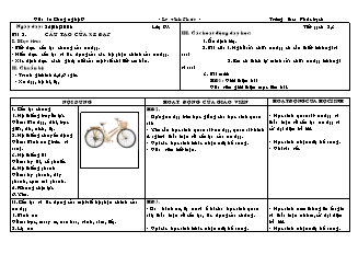 Giáo án Công nghệ Lớp 9 - Phần: Sửa xe đạp - Tiết 2+3: Cấu tạo của xe đạp - Lê Vĩnh Phước
