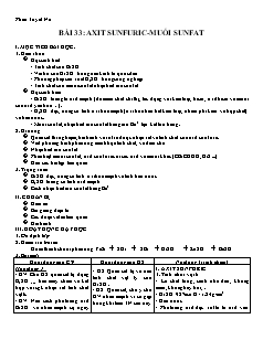 Giáo án Hóa học Lớp 11 - Bài 33: Axit Sunfuric. Muối Sunfat - Phan Tuyết Nữ