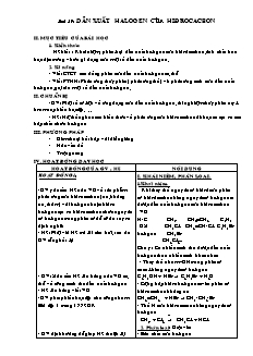 Giáo án Hóa học Lớp 11 - Bài 39: Dẫn xuất Halogen của Hiđrocacbon