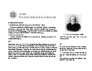 Giáo án Hóa học Lớp 11 - Bài 40: Anken. Tính chất, điều chế và ứng dụng (Bản hay)