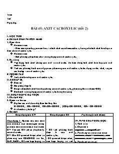 Giáo án Hóa học Lớp 11 - Bài 45: Axit Cacboxylic (Tiết 2)
