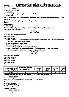 Giáo án Hóa học Lớp 11 - Bài 52: Luyện tập dẫ xuất Halogen