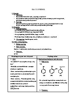 Giáo án Hóa học Lớp 11 - Bài 55: Phenol (Bản hay)