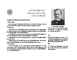 Giáo án Hóa học Lớp 11 - Bài 60: Axit cacboxylic. Cấu trúc, danh pháp và tính chất vật lí