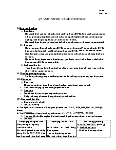 Giáo án Hóa học Lớp 11 - Bài 9: Axit Nitric và muối Nitrat