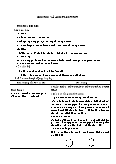 Giáo án Hóa học Lớp 11 - Bài: Benzen và Ankylbenzen