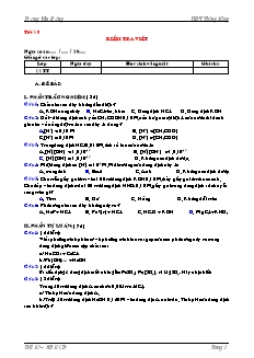 Giáo án Hóa học Lớp 11 - Chương 1: Sự điện li - Tiết 10: Kiểm tra viết - Trương Văn Hưởng