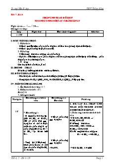 Giáo án Hóa học Lớp 11 - Chương 1: Sự điện li - Tiết 7, Bài 4: Phản ứng trao đổi ion trong dung dịch các chất điện ly - Trương Văn Hưởng