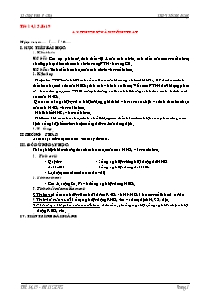 Giáo án Hóa học Lớp 11 - Chương 2: Nitơ. Phopho - Tiết 14+15, Bài 9: Axit Nitric và muối Nitrat - Trương Văn Hưởng