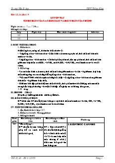 Giáo án Hóa học Lớp 11 - Chương 3: Cacbon. Silic - Tiết 25+26, Bài 19: Luyện tập tính chất của Cacbon, Silic và hợp chất của chúng - Trương Văn Hưởng