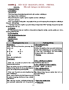 Giáo án Hóa học Lớp 11 - Chương 8: Dẫn xuất Halogen. Ancol. Phenol (Chuẩn kiến thức)