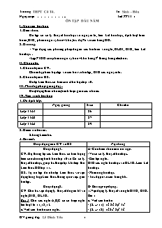 Giáo án Hóa học Lớp 11 - Chương trình học kì 1 - Lê Đình Yên