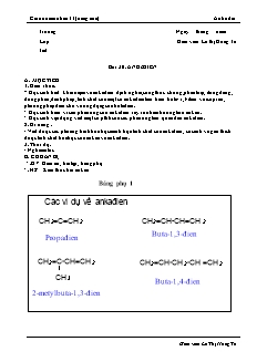 Giáo án Hóa học Lớp 11 nâng cao - Bài 30: Ankađien - Lê Thị Hồng Tú
