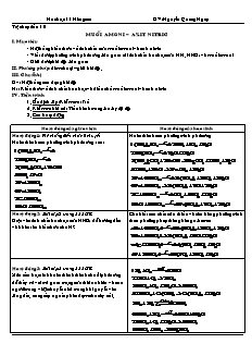 Giáo án Hóa học Lớp 11 nâng cao - Tiết 10: Muối Amoni. Axit Nitric - Nguyễn Quang Ngọc