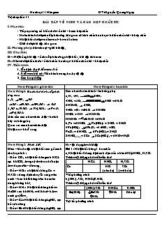 Giáo án Hóa học Lớp 11 nâng cao - Tiết 11: Bài tập về Nitơ và các hợp chất (Tiếp theo) - Nguyễn Quang Ngọc