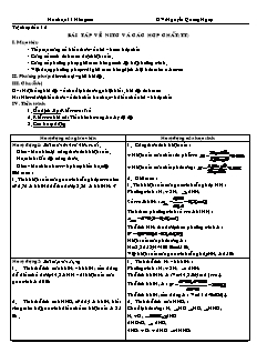 Giáo án Hóa học Lớp 11 nâng cao - Tiết 12: Bài tập về Nitơ và các hợp chất (Tiếp theo) - Nguyễn Quang Ngọc