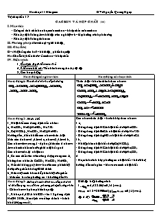 Giáo án Hóa học Lớp 11 nâng cao - Tiết 17: Cacbon và hợp chất (Tiếp theo) - Nguyễn Quang Ngọc