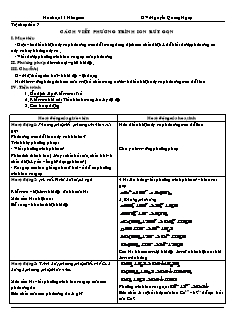 Giáo án Hóa học Lớp 11 nâng cao - Tiết 7: Cách viết phương trình ion rút gọn - Nguyễn Quang Ngọc