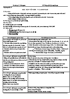 Giáo án Hóa học Lớp 11 nâng cao - Tiết 9: Bài tập về Nitơ và Amoniac - Nguyễn Quang Ngọc