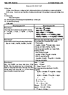 Giáo án Hóa học Lớp 11 - Tiết 10: Bám sát 10. Bài tập - Nguyễn Hải Long