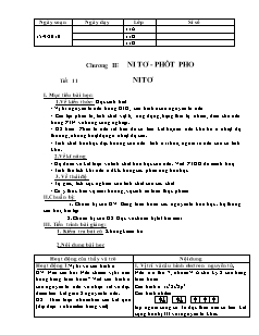 Giáo án Hóa học Lớp 11 - Tiết 11: Nitơ