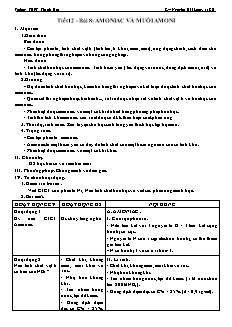 Giáo án Hóa học Lớp 11 - Tiết 12, Bài 8: Amoniac và muối Amoni - Nguyễn Hải Long